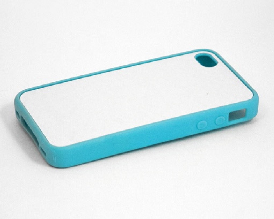 2D Чехол силиконовый для iphone 4/4s голубой (со вставкой под сублимацию)