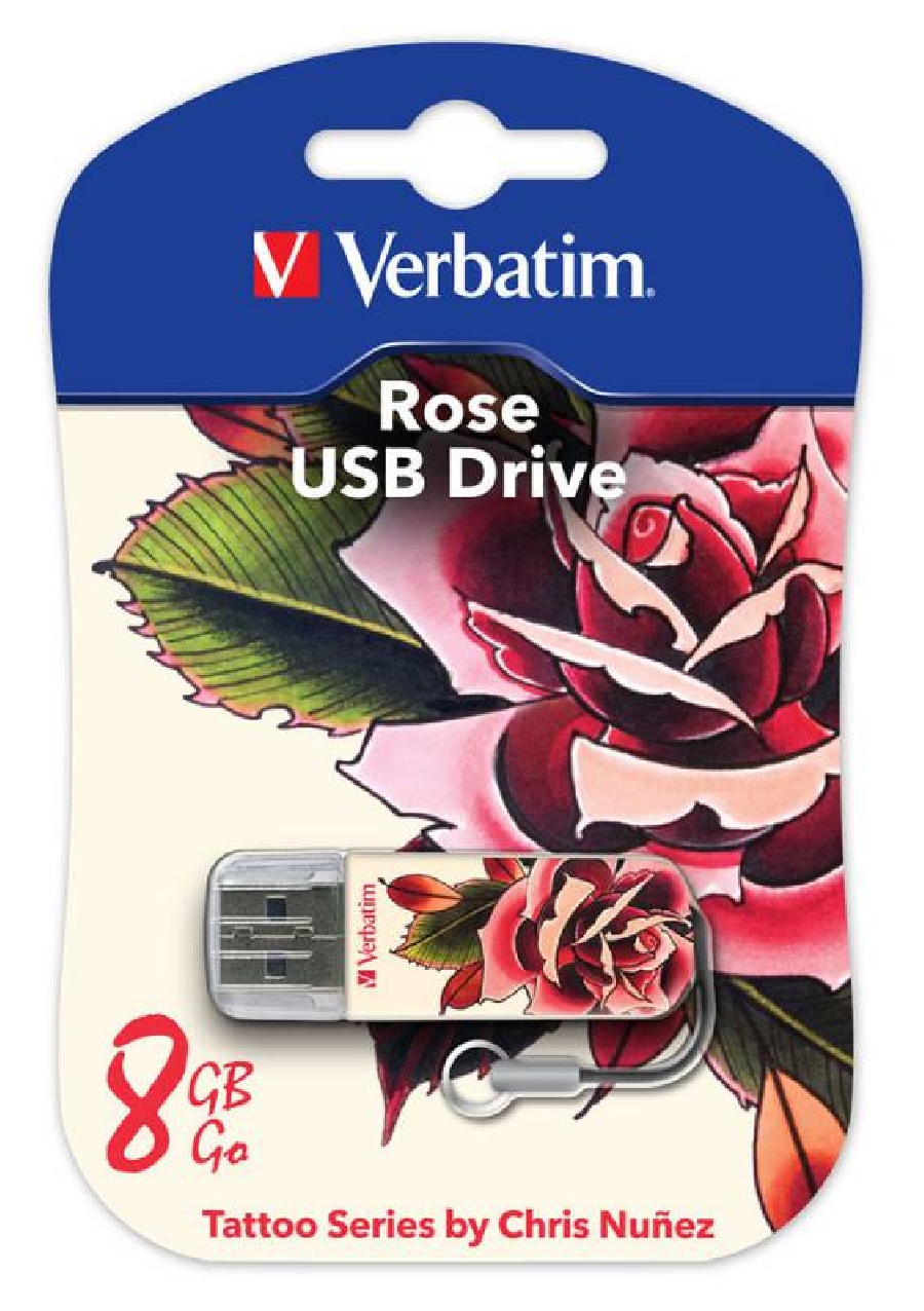 Flash Drive 8GB Verbatim Mini Tattoo Edition Rose