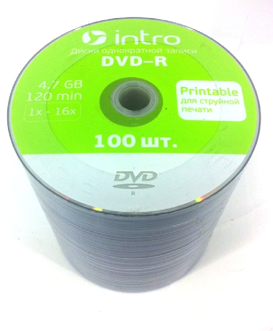 DVD-R  (100) 4,7GB Intro 16x INKPRINT shrink