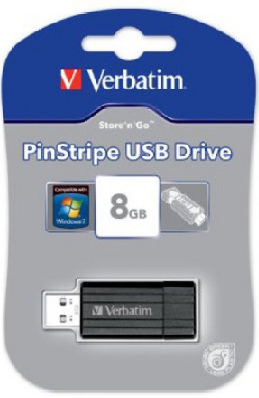 Flash Drive 8GB Verbatim Pin Stripe Black