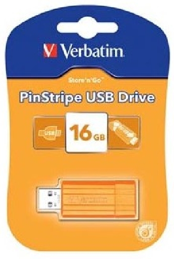 Flash Drive 16GB Verbatim Pin Stripe orange