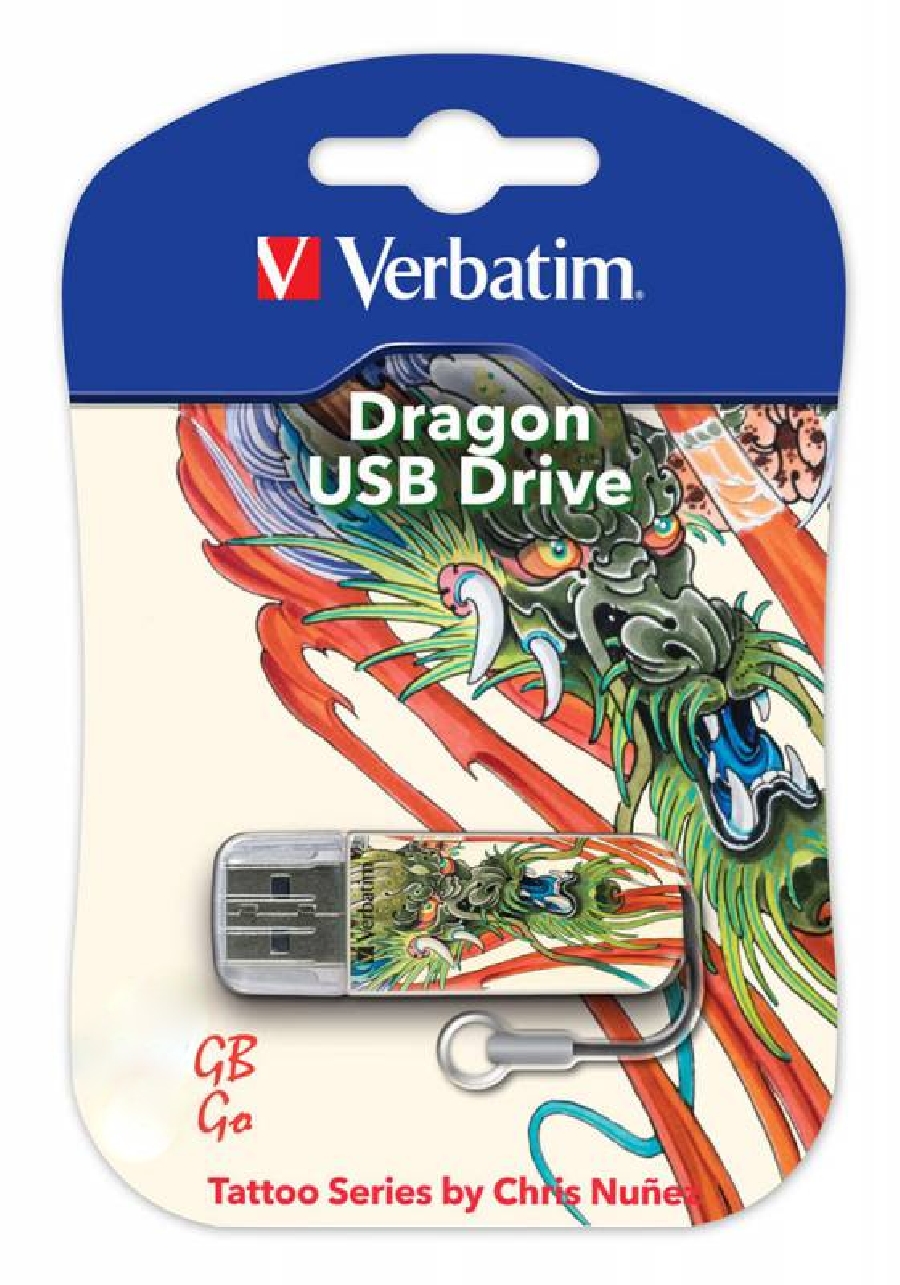Flash Drive 16GB Verbatim mini tattoo dragon