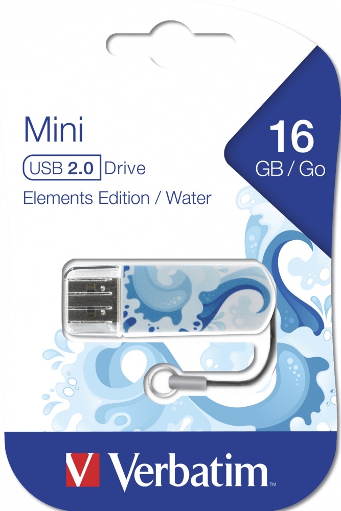 Flash Drive 16GB Verbatim mini elements edit. water