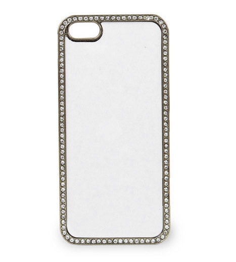 2D Чехол пластиковый для Apple iPhone 5/5s серебряный со стразами (со вставкой под сублимацию)