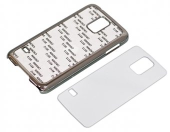 2D Чехол пластиковый для Samsung Galaxy S5 серебряный хромированный (со вставкой под сублимацию)