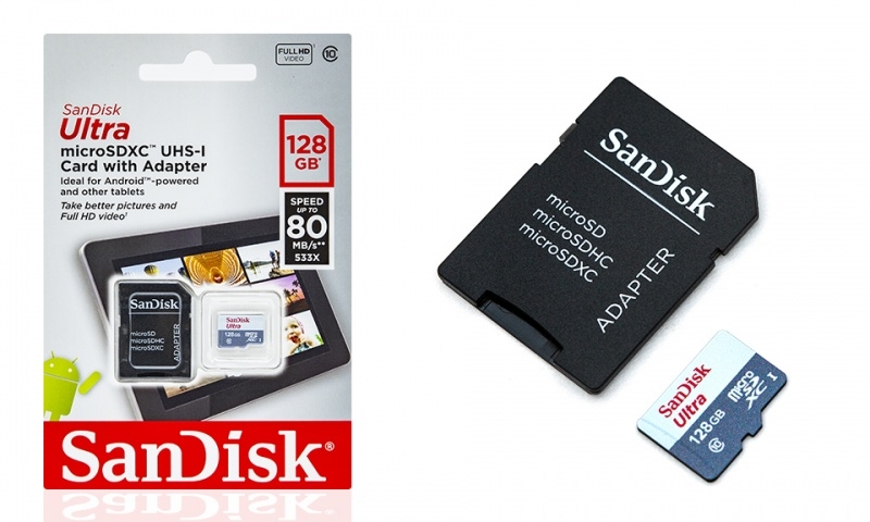 Micro SDXC 128GB Sandisk Class10 Ultra 80 MB/S