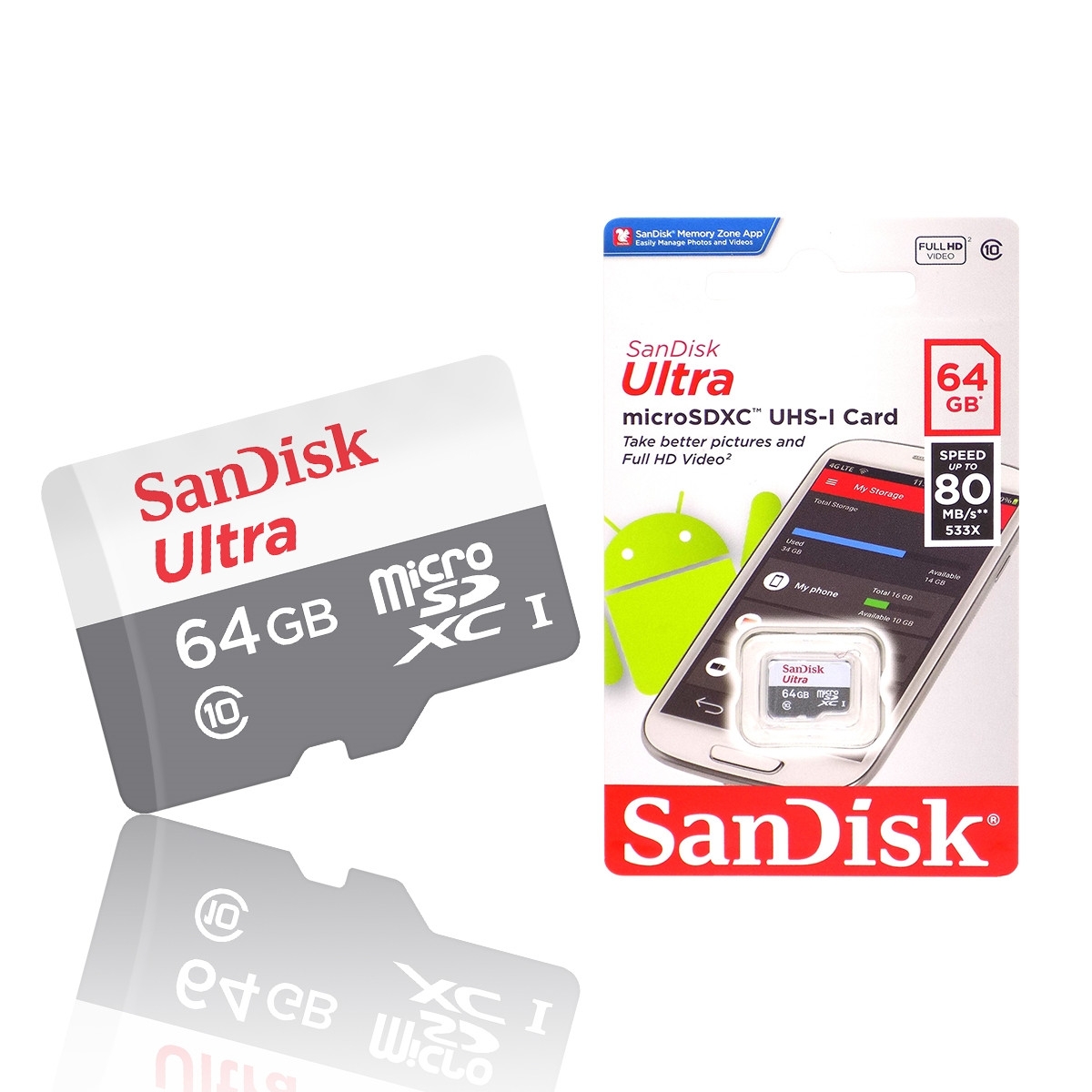 Micro SDXC 64GB Sandisk Class10 Ultra без адаптера