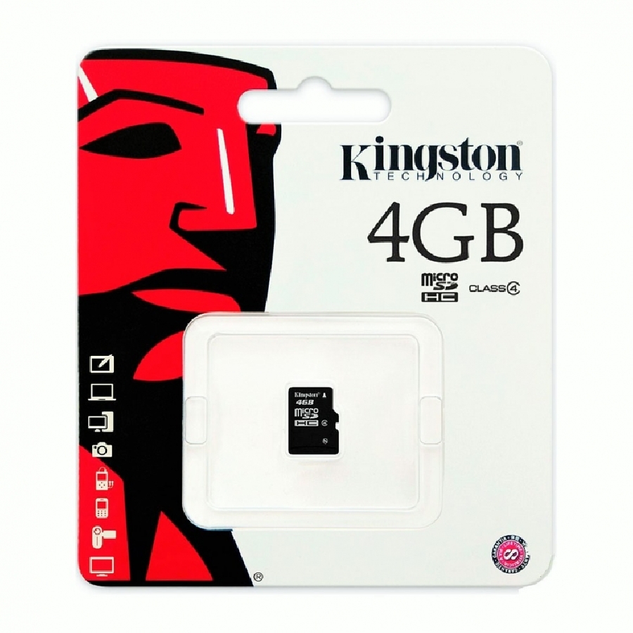 Micro SDHC 4 GB Kingston Class 4 без адаптера