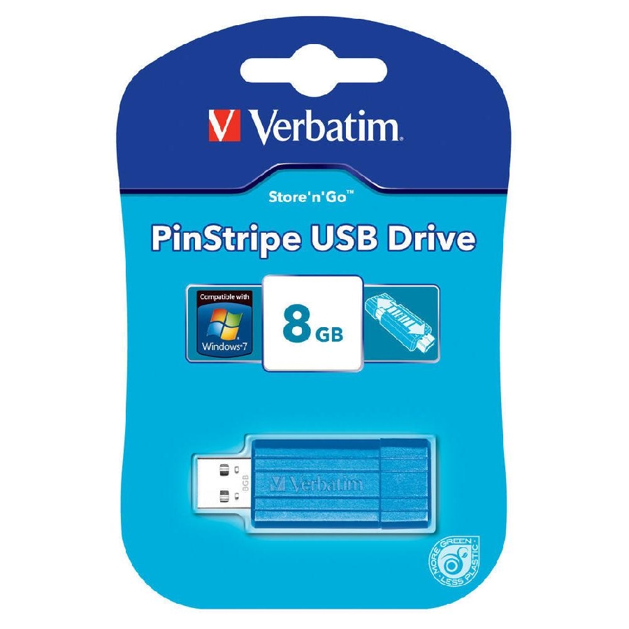 Flash Drive 8GB Verbatim Pin Stripe Blue
