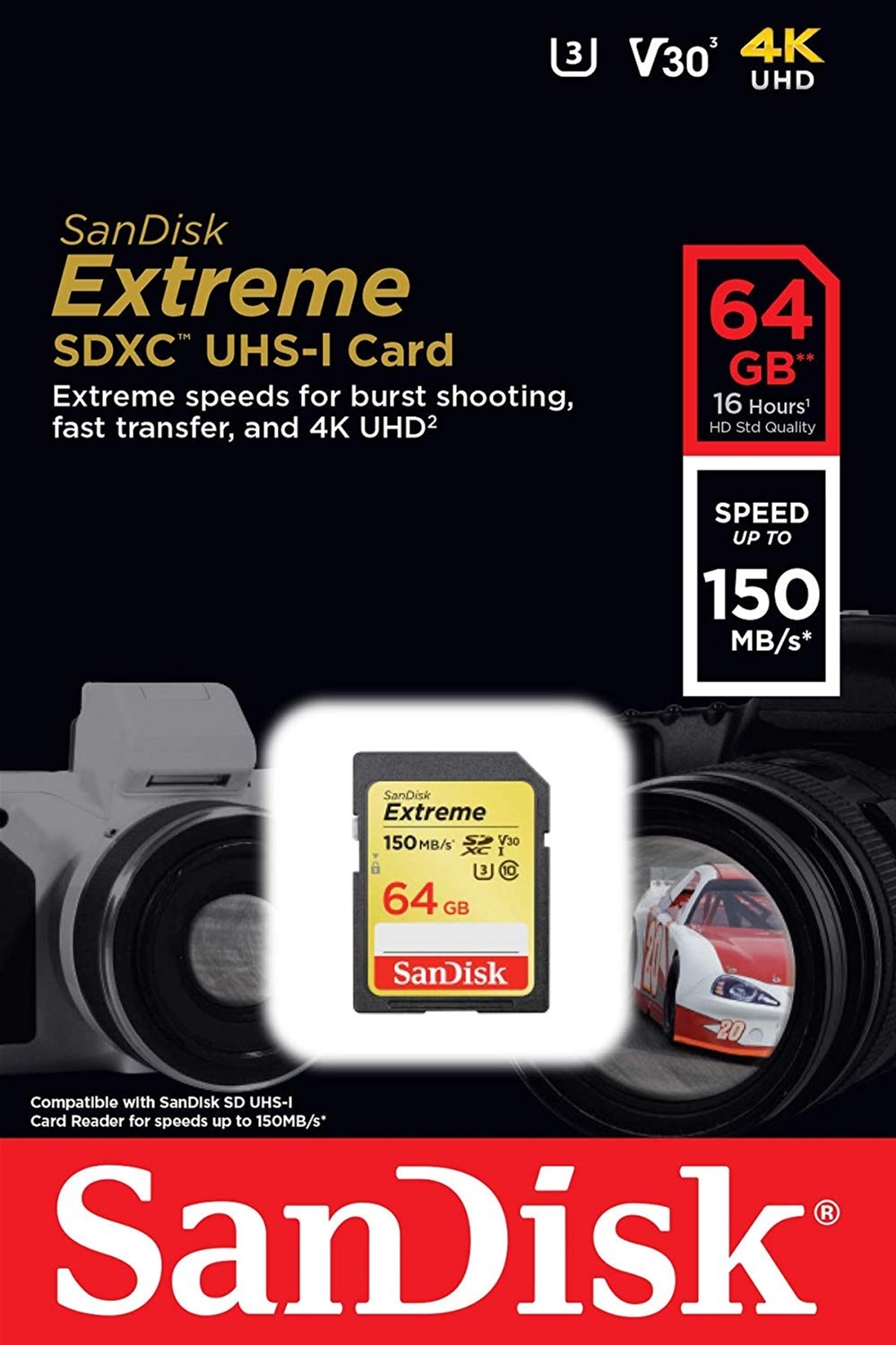 SDXC 64 GB Sandisk class10 Extreme U3 150Mb/s