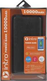 Зарядка USB Intro Power Bank 10000mAh Black leather PB1001