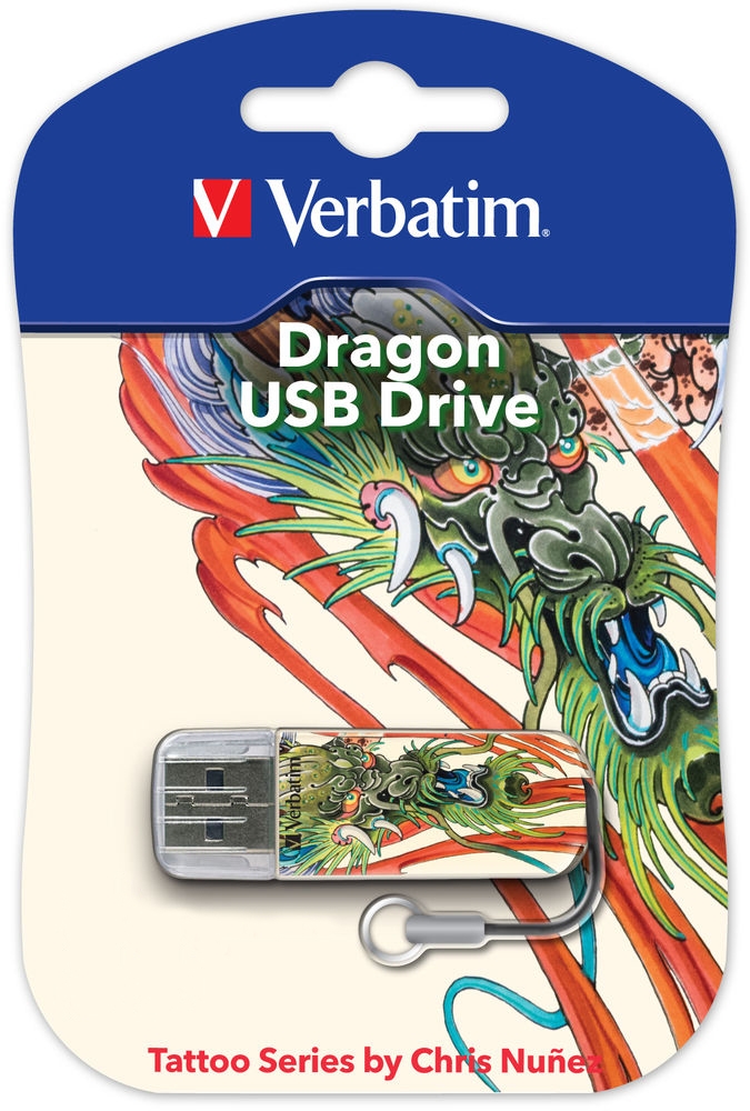 Flash Drive 32GB Verbatim Mini Tattoo Dragon
