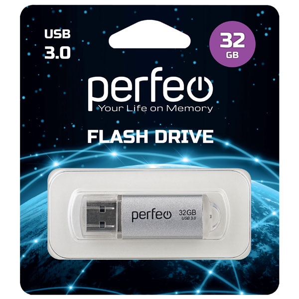 Flash Drive 32GB/USB3.0  Perfeo C14 Silver Metal