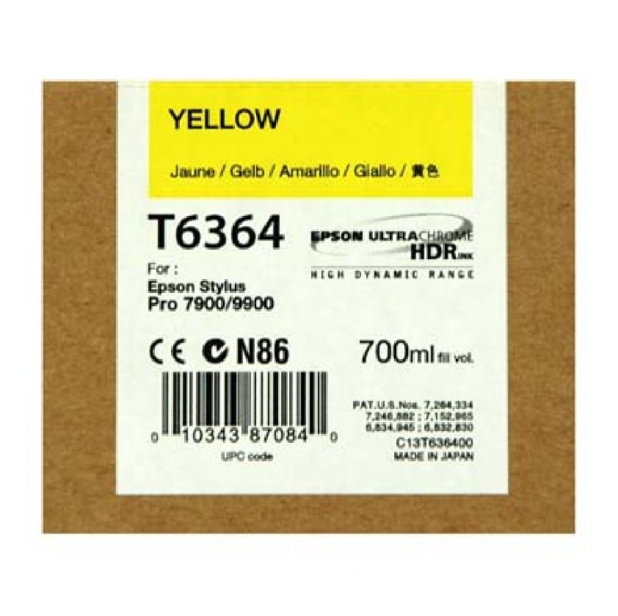 Картридж для широкоформатного плоттера Epson Stylus Pro 7900, 9900, 7700, 9700, WT7900, 7890, 9890 C13T636400 Yellow T6364 700мл