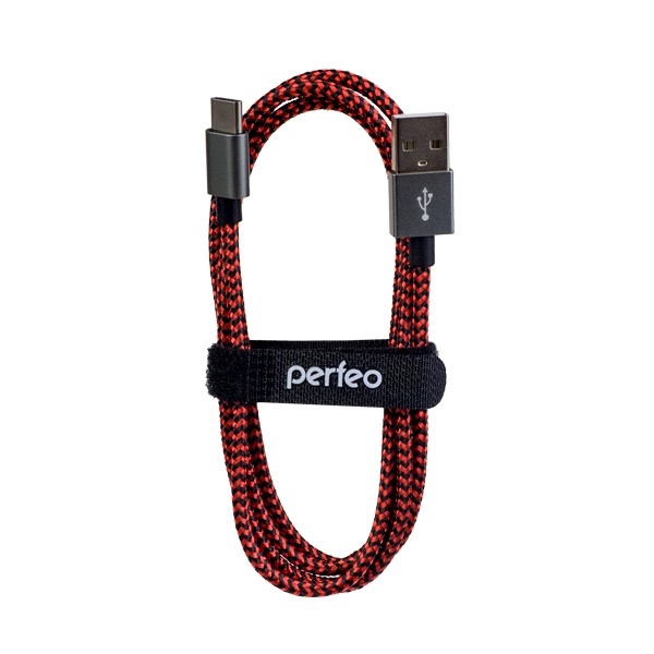 Кабель АM/Type C USB USB2.0 (Perfeo) 1.0м черн-красный