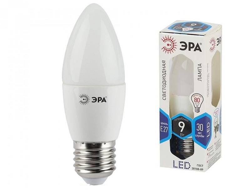 Лампа светодиодная ЭРА LED smd B35-9w-840-E27
