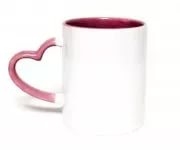 Кружка РУЧКА-СЕРДЦЕ цветная внутри и цветная ручка (розовая)