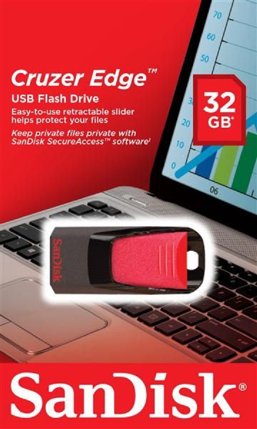 Flash Drive 32GB Sandisk Z51 Cruzer Edge Red