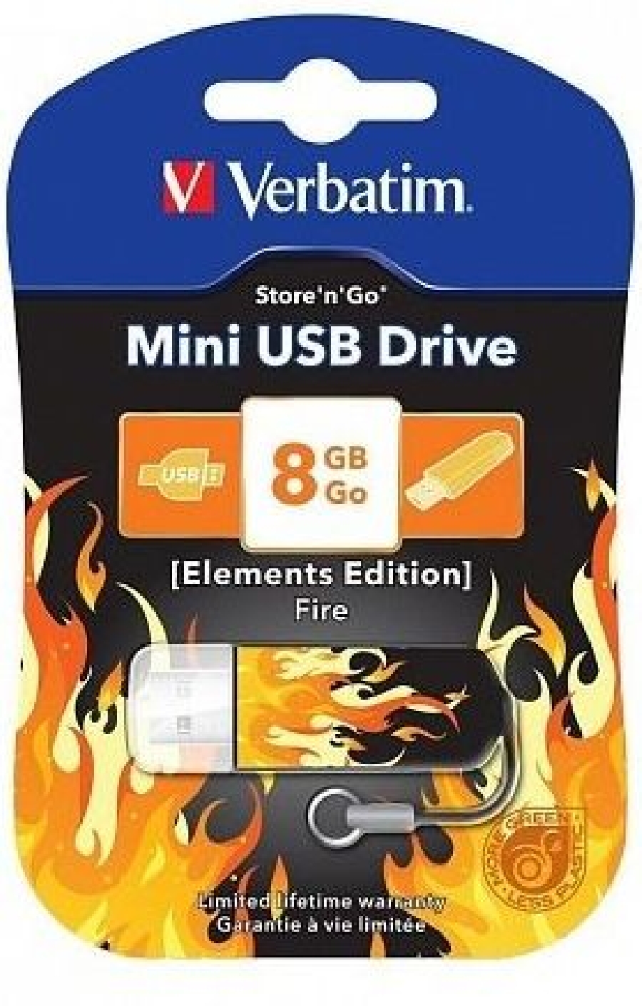 Flash Drive 8GB Verbatim Mini Elements Fire