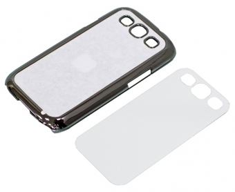 2D Чехол пластиковый для Samsung Galaxy S3 серебряный хромированный (со вставкой под сублимацию)