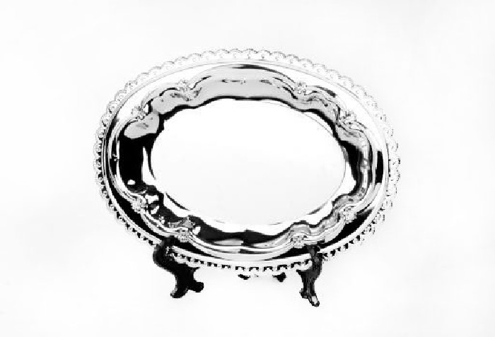 Тарелка для сублимации, Овальная ( серебристого цвета ),  металлическая 24,5см х 17см