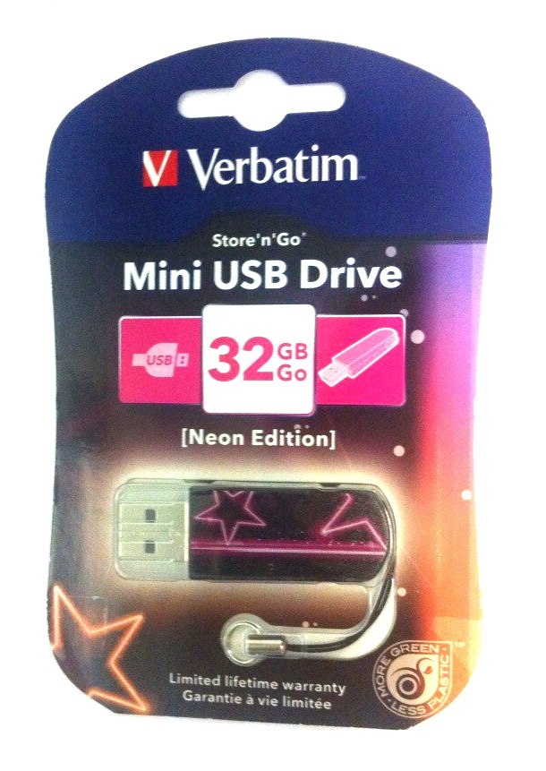 Flash Drive 32GB Verbatim Mini Neon Pink