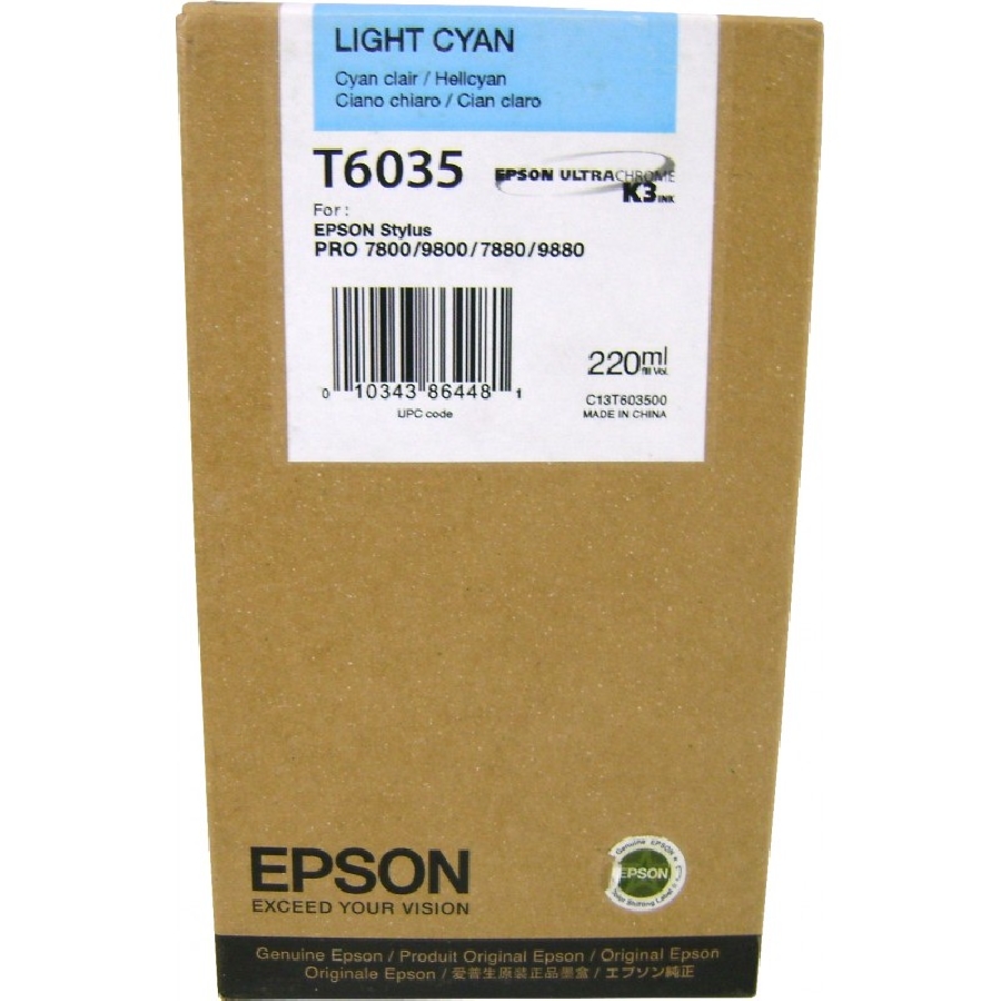Картридж для широкоформатного плоттера Epson Stylus PRO 7880/9880/7880/9800 C13T603500 Light Cyan T6035 220мл