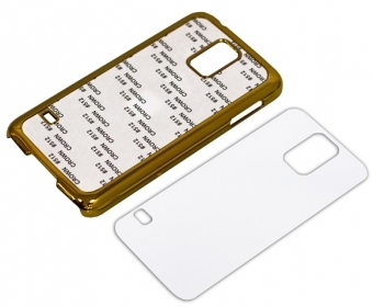 2D Чехол пластиковый для Samsung Galaxy S5 золотой хромированный (со вставкой под сублимацию)
