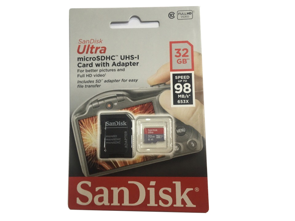 Micro SDHC 32 GB Sandisk 10 Ultra UHS + адапт 98mb