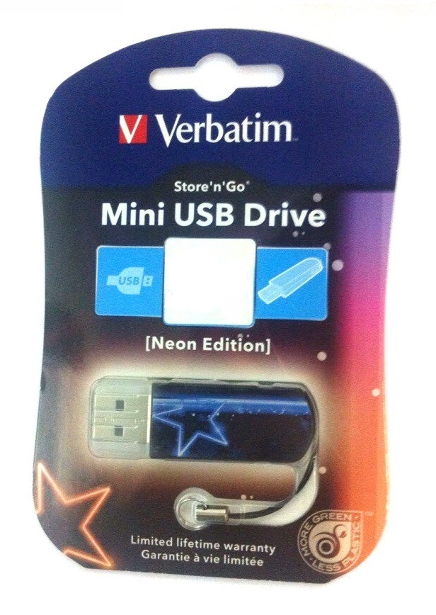 Flash Drive 16GB Verbatim Mini Neon Blue