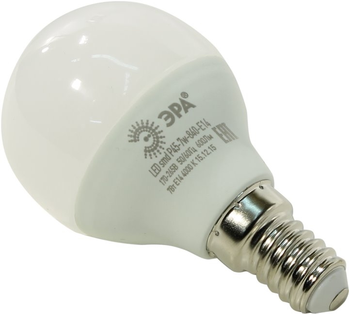 Лампа светодиодная ЭРА LED smd P45-7w-840-E14