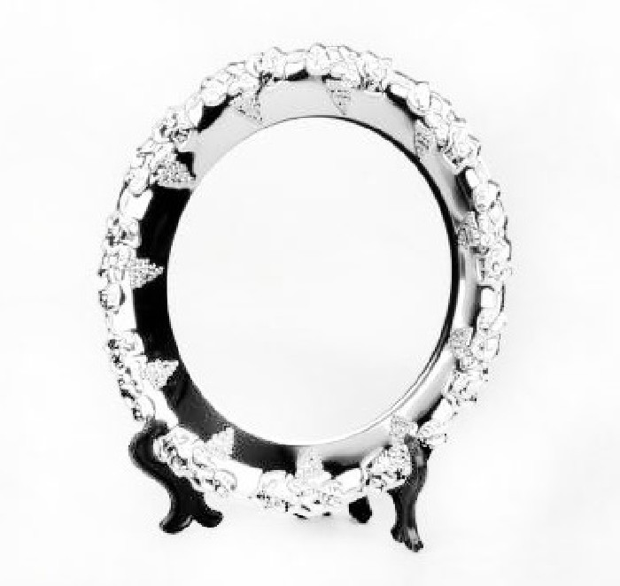 Тарелка для сублимации, круглая с фигурной оконтовкой( серебристого цвета ),  металлическая 20см