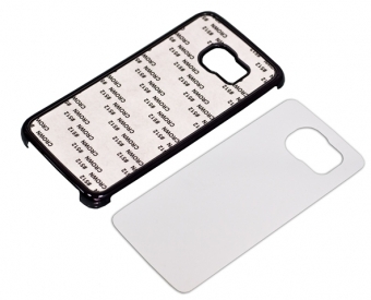 2D Чехол пластиковый для Samsung Galaxy S6 Edge черный хромированный (со вставкой под сублимацию)