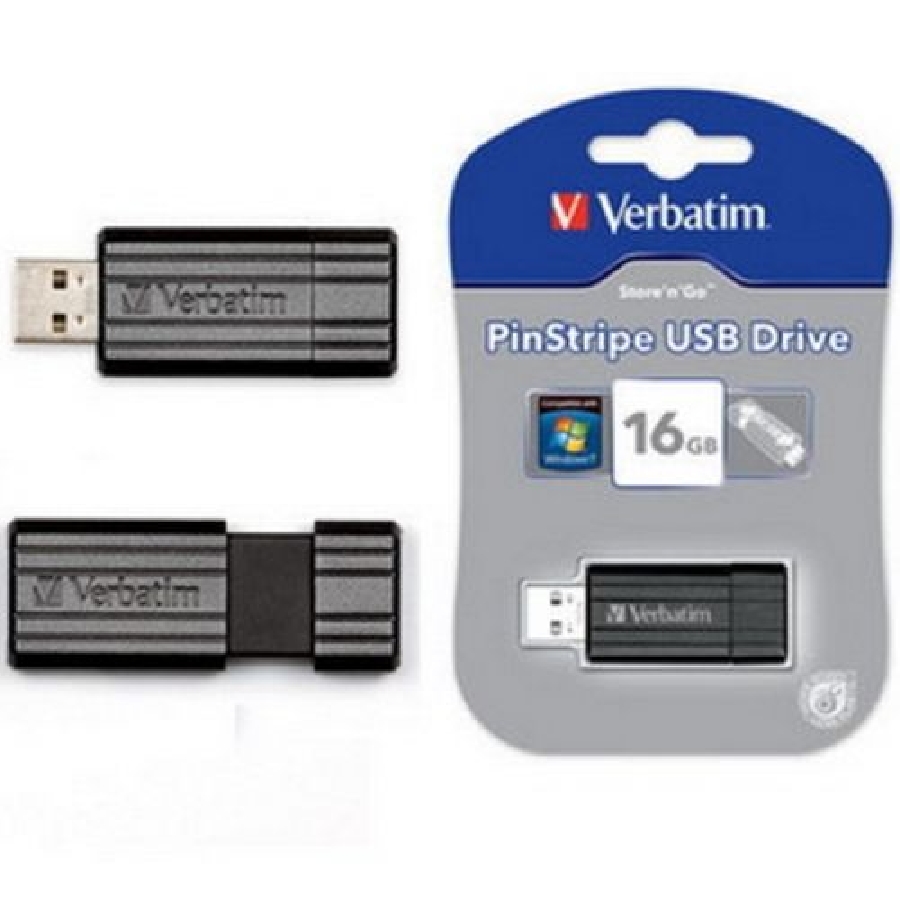 Flash Drive 16GB Verbatim Pin Stripe black