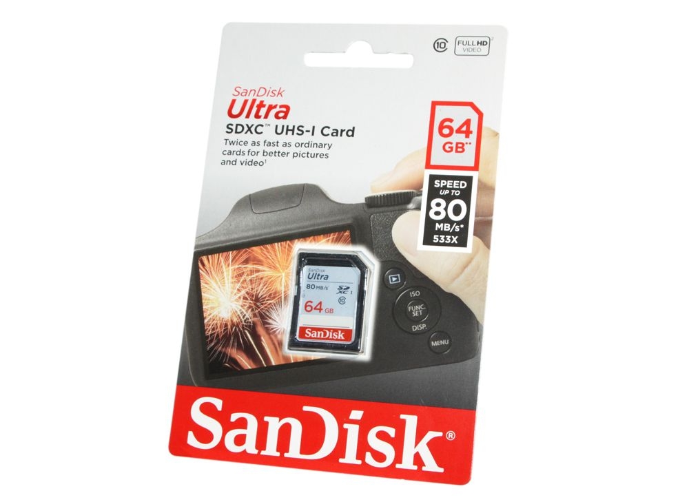 SDXC 64 GB Sandisk class10 Ultra 80Mb/s