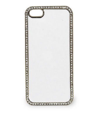 2D Чехол пластиковый для Apple iPhone 5/5s серебряный со стразами (со вставкой под сублимацию)