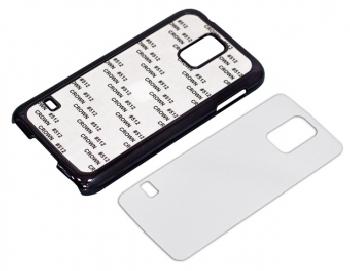 2D Чехол пластиковый для Samsung Galaxy S5 черный хромированный (со вставкой под сублимацию)