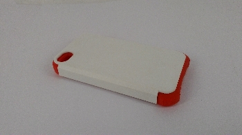 3D Чехол белый пластиковый глянцевый чехол для смартфона Apple iPhone  4/4s с красным силиконовым противоударным бампером  (для 3D-вакуумной машины)
