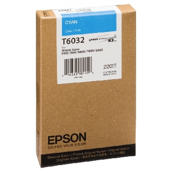 Картридж для широкоформатного плоттера Epson Stylus PRO 7880/9880/7880/9800 C13T603200 Cyan T6032 220мл