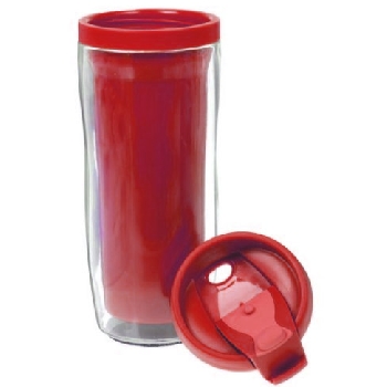 Термостакан пластиковый для полиграфической вставки, красный 350 мл