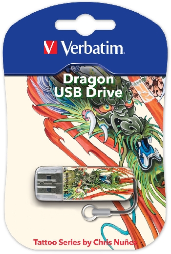 Flash Drive 32GB Verbatim Mini Tattoo Dragon