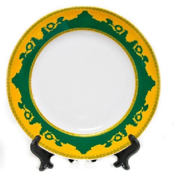 Тарелка ( каемка зелено-золотой рисунок) d=20см