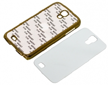 2D Чехол пластиковый для Samsung Galaxy S4 золотой хромированный (со вставкой под сублимацию)