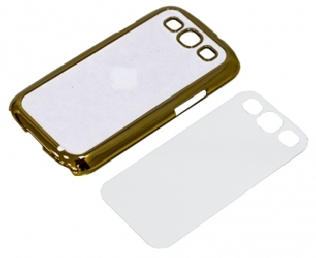 2D Чехол пластиковый для Samsung Galaxy S3 золотой хромированный (со вставкой под сублимацию)