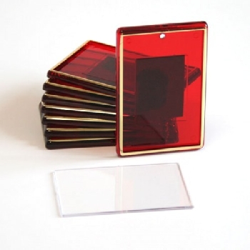 Фото-магнит прямоугольник красный с тиснением (25шт в упак.) 52х77 мм