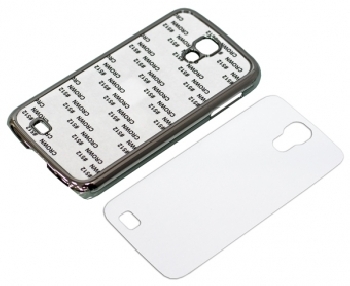 2D Чехол пластиковый для Samsung Galaxy S4 серебряный хромированный (со вставкой под сублимацию)