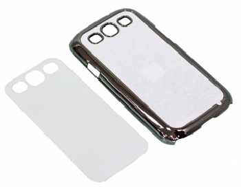 2D Чехол пластиковый для Samsung Galaxy S3 серебряный хромированный (со вставкой под сублимацию)