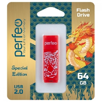 Flash Drive 64GB Perfeo C04 Red Tiger