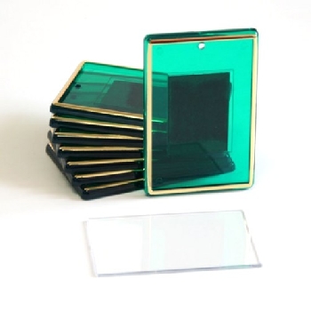 Фото-магнит прямоугольник зеленый с тиснением (25шт в упак.) 52х77 мм
