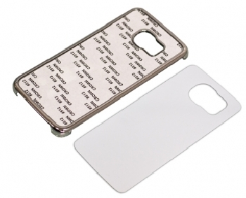 2D Чехол пластиковый для Samsung Galaxy S6 Edge серебряный хромированный (со вставкой под сублимацию)